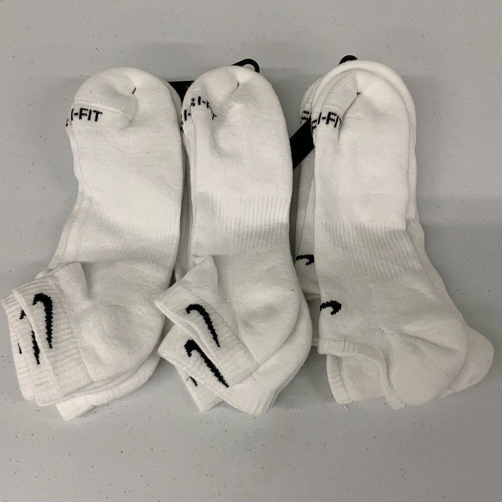 Nike Everyday Plus Low Cut & No Show White X-Large Socks 9 Pairs